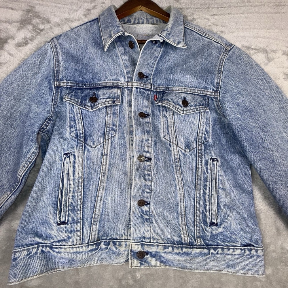 Levis Denim Jean Jacket‎ Trucker Mens Large 42R Made In USA Vintage 70506